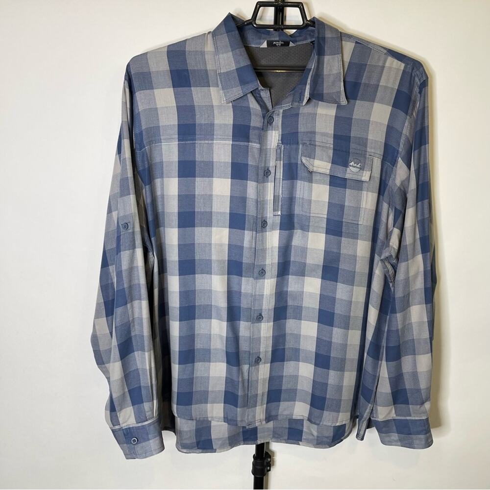 Wrangler Long Sleeve Button Down Shirt Blue Gray Men’s Size 2XL